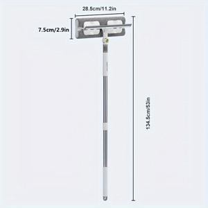 TEMU 1개의 긴 손잡이와 회전 헤드가 있는 다용도 청소 솔 - 유리, 바닥, 벽 및 거실에서 젖은 상태와 마른 상태로 사용할 수 있는 클립식 천 디자인 - 내구성이 뛰어난 바닥 솔과 긁는 도구가 포함된 가정 청소 도구 및 용품