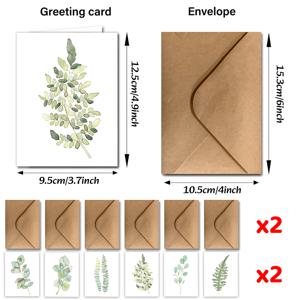 TEMU 24장 팩 다양한 식물 인사말 카드 봉투 포함 - 크리스마스, 새해, 감사, 축하, 행운을 위한 다목적 빈 카드 - 휴일, 결혼식, 기념일에 이상적