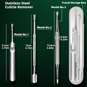 TEMU BAODANBUTING 3pcs 큐티클 푸셔 및 네일 클리너 세트 - 전문가 등급 스테인리스 스틸 매니큐어 및 페디큐어 도구, 각질 제거 및 광택 준비를 위한 양면 디자인, 여행용 케이스 포함 - 무향, 중동 컬렉션