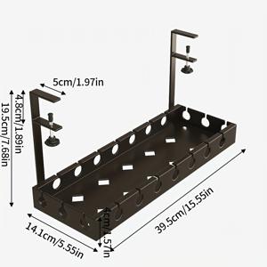 TEMU 1개 조절 가능한 메탈 언더 데스크 케이블 정리 트레이, 전원 스트립 홀더, 벽걸이 숨겨진 와이어 채널, 라우터 및 데이터 케이블용 코드 스트랩 클립, 전기 필요 없음, 홈 스토리지용 데스크 & 서랍 정리함