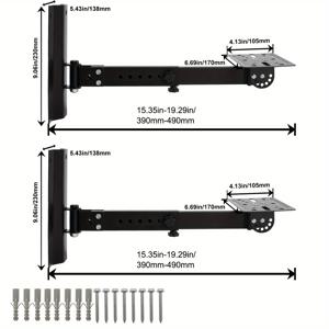 TEMU 스피커 월 마운트 스탠드 2팩, 회전 가능한 각도, 조절 가능한 스위블 틸트 스피커 마운트 브라켓, 홈 서라운드 사운드 시스템 최대 77파운드까지 지원