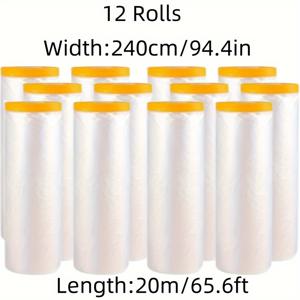 TEMU 페인트 테이프와 플라스틱 드롭 클로스, 가구 및 바닥 보호를 위한 방수 방진 필름, 페인트용 자체 접착 방수 플라스틱 시트, 내구성 있는 가정 및 야외 사용을 위한 투명 보호 필름과 쉽게 위치 조정 가능한 접착성 에지 포함