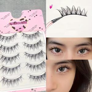 TEMU DOUDOUTIAN 애니메이션 영감 가짜 속눈썹, 자연스러운 룩, 0.03mm 두께, C 컬, 10-12mm 길이, 초보자 친화적, 셀프 타이 DIY, 코스프레 및 일상 착용을 위한 DDT137 스타일