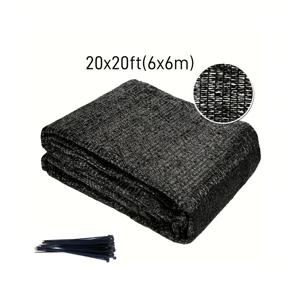 TEMU 1pc 40% 20X20Ft 짙은 검은색 그늘망, 그늘 천, 그늘 돛, 그늘 커튼, 20개의 묶음 끈 포함, 정원 꽃 식물 온실에 효과적인 자외선 차단 및 단열