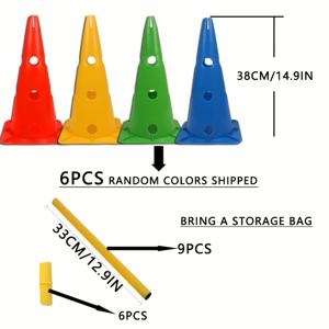 TEMU 축구 민첩성 훈련 키트 - 조절 가능한 콘 & 점프 폴, 고인덱스 플라스틱, 크리스마스, 추수감사절, 할로윈 및 새해 축하 행사에 완벽, PE, 허들
