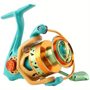 TEMU HAUT TON Spinning Reel Macaroon Beginner's Edition ,5+1BB 울트라라이트 낚시릴, 아연 합금 더블 가이드 바, 5.2:1 기어 비율 18LBs 최대 드래그로 아이스피쉬와 담수어를 위한 것입니다