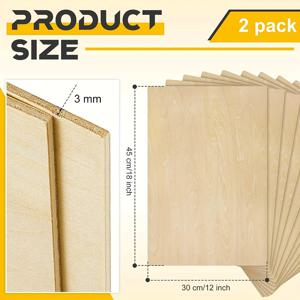 TEMU 2개 세트 Basswood 시트 3mm 1/8'' x 12'' 18'' 합판 보드 DIY 예술 공예용 얇은 목재, 스크롤 톱, 페인팅, 드로잉, 레이저 커팅, 버닝 프로젝트용