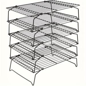 TEMU 5개 쌓을 수 있는 노스틱 쿨링 랙 세트, 스테인리스 스틸 코어, 내구성, 쉽게 세척 가능, 식품 안전, 베이킹 및 요리에 적합, 크리스마스, 할로윈, 부활절, 하누카에 완벽