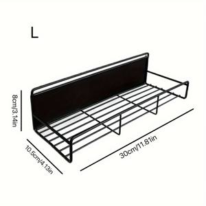 TEMU 냉장고 & 세탁기용 공간 절약형 자석 스파이스 랙 정리대 - 현대적인 블랙 메탈 후크 포함, 다기능 주방 수납 솔루션, 냉장고 자석, 부유 선반