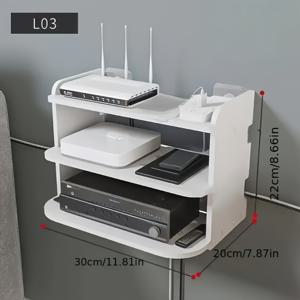 TEMU 1개 공간 절약형 다기능 벽걸이 수납 선반 - WiFi 라우터, TV 박스 등에 적합 - 드릴 없는 쉬운 설치, 3칸 슬림 화이트 디자인, 랙