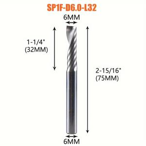 TEMU 1pc Dreanique 고품질 AAAAA 단일 플루트 솔리드 초경 나선형 엔드 밀, 3.175mm 4mm 6mm 8mm 생크 CNC 3D 조각 알루미늄 밀링 커터 목공 용 엔드 밀 비트 조각 아크릴 ACM PVC MDF 컷 비트 업 컷 커팅 라우터 비트 목재 도구