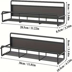 TEMU 1개 냉장고용 공간 절약형 자석 스파이스 랙 정리대 - 초강력 자석 금속 선반, 드릴 없는 설치, 주방 조미료 보관에 이상적, 냉장고용 자석