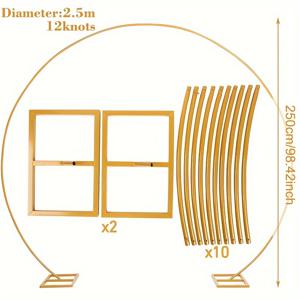 TEMU 1개, 라운드 배경 스탠드, 7.2ft 8.2ft 골든 웨딩 아치 메탈 서클 풍선 아치 스탠드, 생일 파티 웨딩 브라이덜 샤워 기념일 행사 캔디 테이블 장식, 결혼식 행사, 청소년 샤워 행사, 생일 행사용