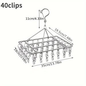 TEMU 스테인리스 스틸 양말 건조대 30개 클립 포함 – 방풍 세탁물 걸이 정리대 – 침실, 욕실, 옷장, 집, 기숙사용 공간 절약 옷걸이