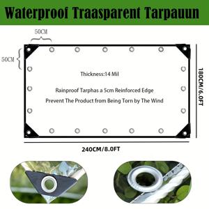 TEMU 1pc 클래식 스타일 고강도 PVC 투명 방수포 그로밋 포함 - 14mil 두께 투명 방수포, 방풍, 찢어짐 방지 비닐 커버 온실, 파티오, 현관, 야외 퍼골라 캐노피, 닭장 - 구멍 액세서리 포함, 쉽게 닦아 깨끗하게 유지