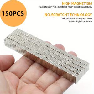 TEMU Xiongchuci 150개 네오디뮴 자석 10x5x2mm, 화이트보드, 사진, 스티커, 엽서, 도구, 사무용품을 위한 강력한 얇은 정사각형 금속 자석