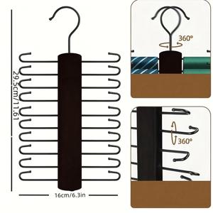 TEMU 1pc 회전식 블랙 나무 넥타이 랙, 넥타이, 스카프, 벨트를 위한 다기능 홈 옷장 정리함, 옷가게 디스플레이를 위한 공간 절약형 후크