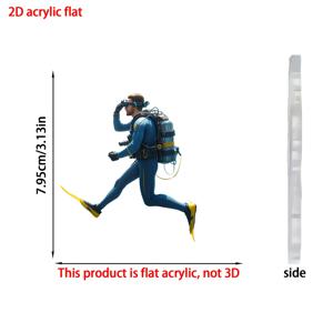 TEMU 스타일리시 다이버 테마 자동차 참 - 2D 아크릴 후방 거울 장식 & 키체인, 다이빙 애호가를 위한 완벽한 선물 - 파티, 할로윈, 개학, 크리스마스에 이상적