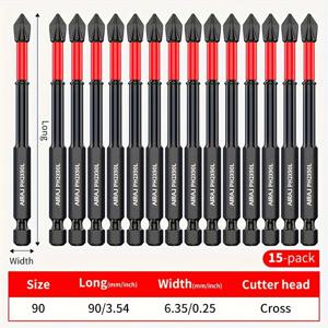 TEMU 3개/8개/15개 미끄럼 방지 스크루드라이버 비트, 90mm 강력 자석 스크루드라이버 비트, 녹슬기 어려운 십자 스크루드라이버 비트, 내마모성 나선형 드릴 비트