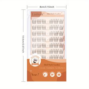 TEMU 라스트톡 아이돌 스타일 셀프접착형 가짜 속눈썹 익스텐션 - 0.07mm 두께, C컬, 자연 클러스터 플러피 룩, 6-15mm 길이, DIY 래쉬, 재사용 가능 60 클러스터 접착제 필요 없음 초보자용 쉽게 적용 가능