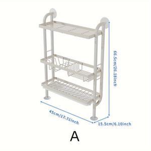 TEMU 공간 절약형 3단 식기 건조대와 배수 트레이 - 벽걸이형, 드릴 없는 설치, 컵, 식기류 및 양념 보관에 완벽