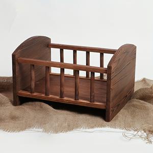 TEMU 2024 Newborn Photography Prop: Antique Royal Bed - Perfect for Babies and Toddlers - Crafted from Authentic Wood