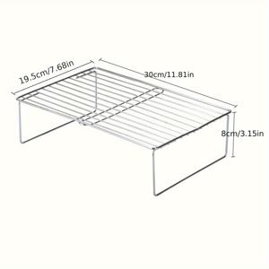TEMU 공간 절약 스테인리스 스틸 수납 선반 - 주방, 냉장고 및 캐비닛용 쌓을 수 있는 정리대 - 접시, 그릇 및 접시용, 다기능, 식기 선반