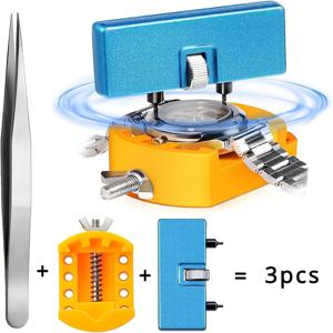 TEMU 3개 워치 케이스 오프너 세트, 비방수 시계 뒷면 리무버 툴, 렌치, 족집게, 배터리 교체용 홀더 포함