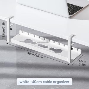 TEMU 드릴 없는 책상 아래 케이블 관리 트레이, 클램프 마운트가 있는 메탈 메쉬 케이블 관리, 3홀 케이블 트레이와 책상 와이어 관리, 홈 오피스 스탠딩 데스크용 데스크 코드 정리대