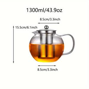 TEMU Gudaopinming 내열성 보로실리케이트 유리 찻주전자와 인퓨저 - 꽃차 및 루스 리프 차에 완벽, 가정, 사무실 및 레스토랑 사용에 이상적, 크리스마스에 가장 적합, 추수감사절에 완벽