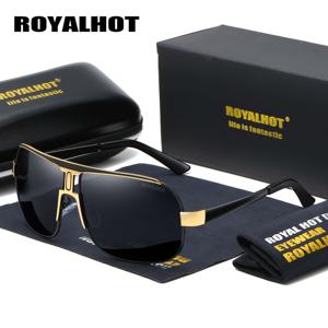 TEMU RoyalHot 남녀공용 편광 오버사이즈 스퀘어 패션 안경 - 슬림 합금 프레임, PC 렌즈, 운전 및 야외 모험에 이상적, 골드 액센트가 있는 스타일리시한 블랙 케이스 포함