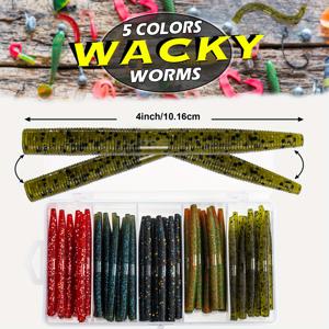 TEMU 50pcs Senko Worms 낚시 미끼 키트, 민물 바닷물 농어 송어에 대 한 엉뚱한 벌레 부드러운 플라스틱 미끼, 3 