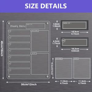 TEMU Briartw 자석식 드라이 지우기 주간 플래너 냉장고용 - 투명 아크릴 캘린더 & 식사 정리함 6개 마커 포함, 재사용 가능한 계획 화이트보드