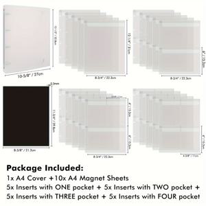 TEMU A4 크래프트 다이 & 스탬프 정리 바인더 보호 포켓 포함 - 사무용품 및 공예 필수품을 위한 쉬운 접근 저장