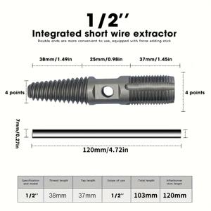 TEMU 1pc 가정용 수공구, 깨진 와이어 리무버, 듀얼 헤드 범용 부러진 파이프 부러진 머리 나사 앵글 밸브 와이어 추출기 도구, 폐기물 노화 수관에 적합 부러진 머리를 가져 오기 위해 와이어 가져 오기