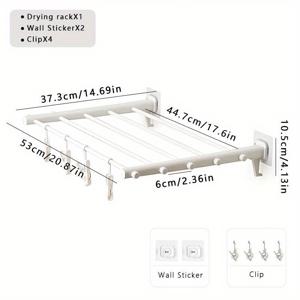 TEMU 금속으로 만들어진 벽걸이 건조대, 공간 절약형 접이식 옷걸이, 실내 및 실외용 알루미늄 세탁물 건조 시스템, 접을 수 있는 가정용 의류 정리함|빨래건조대