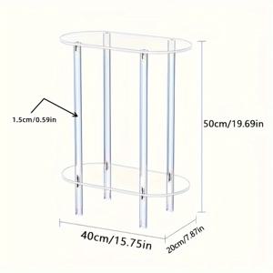 TEMU 우아한 2단 아크릴 타원형 사이드 테이블 오픈 선반 포함 - 거실, 침실, 욕실 수납용 슬림 디자인 | 비폼, 쉬운 조립, 스카프 정리, 침실 정리함에 완벽 | 현대적인 타원형 테이블 | 현대적 우아함, 크리스마스에 가장 적합