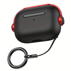 TEMU AirPods Pro 2세대(3세대)용 충격 방지 무선 이어폰 케이스 - 슬림한 블랙과 레드 악센트, 완벽한 컷아웃, 쉬운 설치 - 스타일리시하고 보호 기능이 있는 보라/빨강/검정 커버