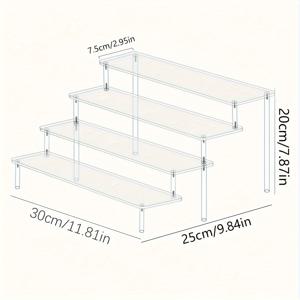 TEMU 1개 아크릴 투명 스텝 디스플레이 스탠드 - 쥬얼리, 화장품, 향수, 립스틱, 매니큐어, 안경 - 멀티 레이어 쇼케이스 액세서리, 메이크업 오가나이저, 안경 & 에센셜 오일 - 다재다능한 투명 랙 귀걸이, 목걸이, 반지, 전원 필요 없음|향수