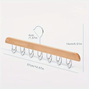 TEMU 14개의 광택 처리된 후크가 있는 공간 절약형 목재 벨트 및 액세서리 걸이: 넥타이, 스카프, , 탱크탑을 손쉽게 정리할 수 있습니다.