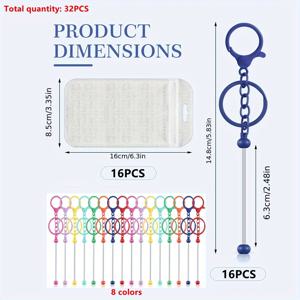 TEMU 32개 컬러풀 비즈 키체인 블랭크 세트 포장 가방 포함 - DIY 주얼리 만들기 키트, 수제 액세서리 & 선물용, 주얼리 만들기 용품, 빈 키체인 막대, DIY 키링