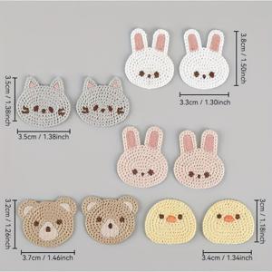 TEMU 10pcs 귀여운 동물 자수 패치 세트, 접착제 없음, 곰, 닭, 토끼 및 고양이 패턴, DIY 의류, 청바지, 양말, 모자, 가방 및 휴대폰 케이스에 적합 - 혼합 색상, 자수 가능한 애플리케, 공예 및 액세서리에 적합합니다.