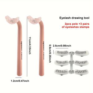 TEMU 눈썹 스탬프 멀티펑셔널 아이 메이크업 어시스턴트 뷰티 도구 인조 속눈썹 스탬프 하단 속눈썹 스탬프 3쌍의 스탬프와 2개의 핸드헬드 로드 포함