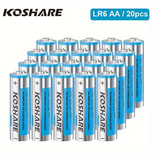 TEMU KOSHARE AA 1.5V 알카라인 배터리 60개/20개 대형 팩, 리모컨, 알람 시계, 초인종, 테이블 램프, 리모컨 자동차, 무선 마우스 등에 적합. 충전 불가 배터리, 충전기는 사용하지 마세요