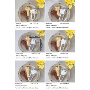 TEMU 6개 미니 동물 쿠키 커터 세트 - 베이킹용 3D 플라스틱 비스킷 스탬프, 만화 사랑 곰 & 강아지, 고양이, 토끼 모양, 크리스마스, 할로윈, 부활절, 발렌타인데이, 어머니날 장식에 완벽