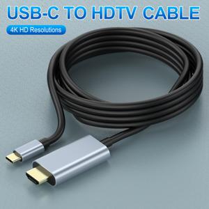 TEMU 6ft USB-C to HDTV 케이블, 4K HD 해상도, 평평한 남성용 커넥터, Cat5e 이더넷 케이블, USB 전원, 5V 작동 전압, MacBook Air, iPad Pro, Surface, Chromebook, TV 모니터 어댑터용