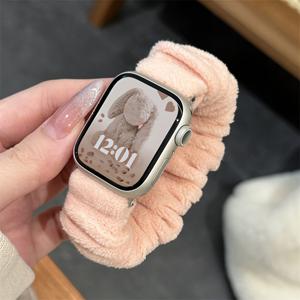 TEMU 애플 워치 밴드용 코지 캔디 컬러 플러시 - 부드럽고 방수 기능 없는 iWatch 시리즈 9/8/SE/7/6/5/4용, Ultra2(49mm) 및 기타 모델에 맞음