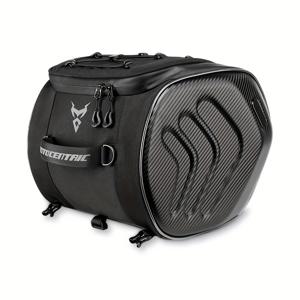 TEMU MOTOCENTRIC 20L 반사형 후면 시트 가방, 스트리트-스포츠-용 이중 사용 전면 도구 꼬리 헬멧 가방, 조절 가능한 스트랩, 텍스틸 소재, 스쿠터 곡선 빔 페달 모델과 호환 - 블랙