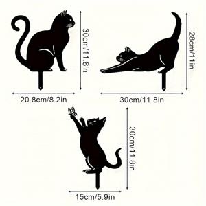 TEMU 매력적인 검은 고양이 금속 정원 스테이크 - 현대적인 야외 동물 장식, 집과 결혼식에 완벽함