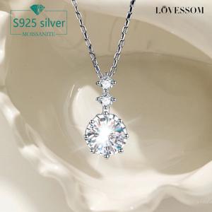 TEMU LOVESSOM 우아한 모이산아이트 펜던트 넥클리스 1캐럿 925 스테인레스 스테인, 18K 골드 도금, 결혼식 파티, 마르디 그라스 데이 축하, 올 시즌 다용도, 선물 상자 포함 2.3g|목걸이